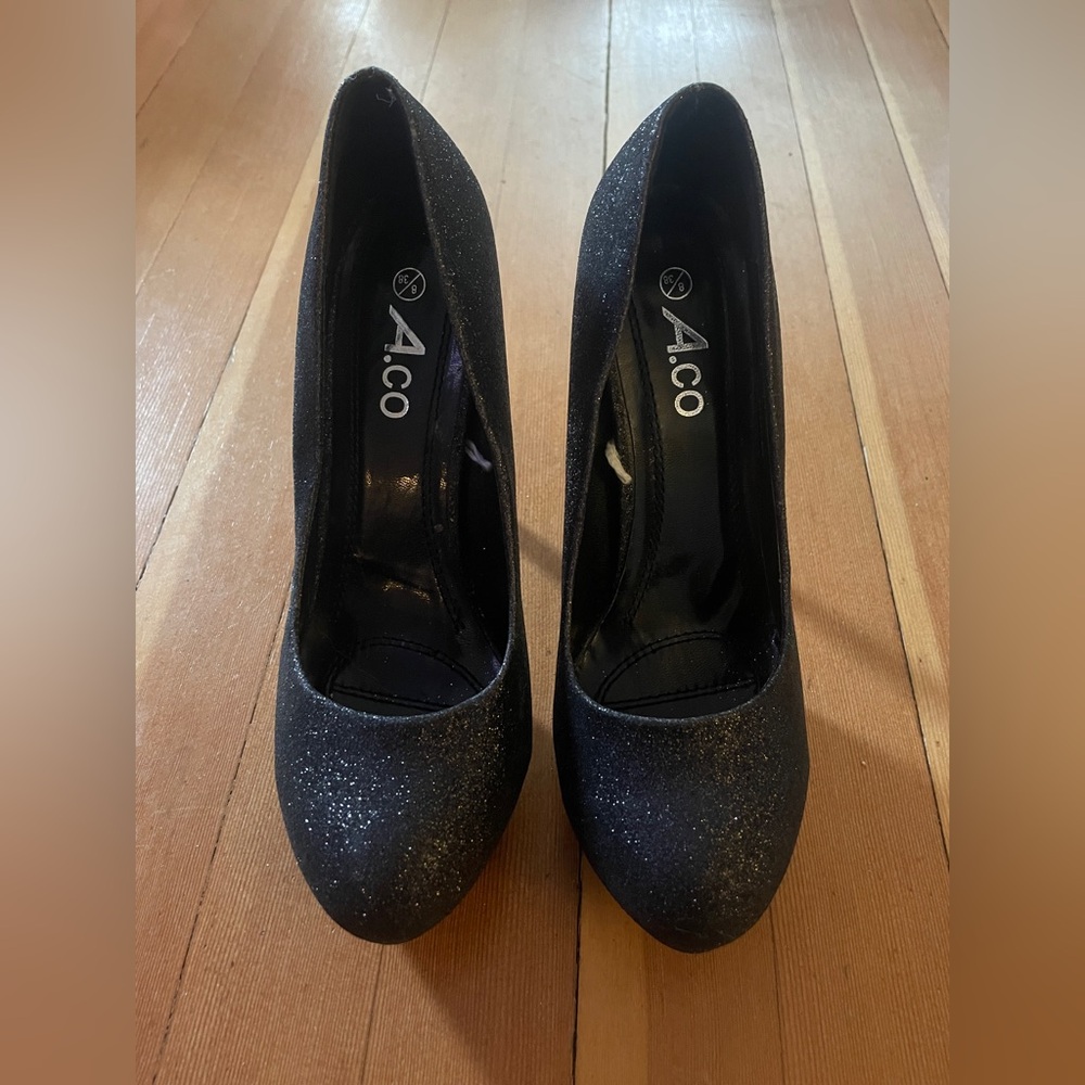 Women's Black Glitter Heels